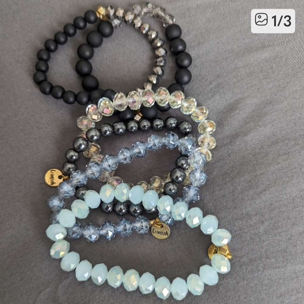 Erimish Black and Blue Beaded Bracelet Set